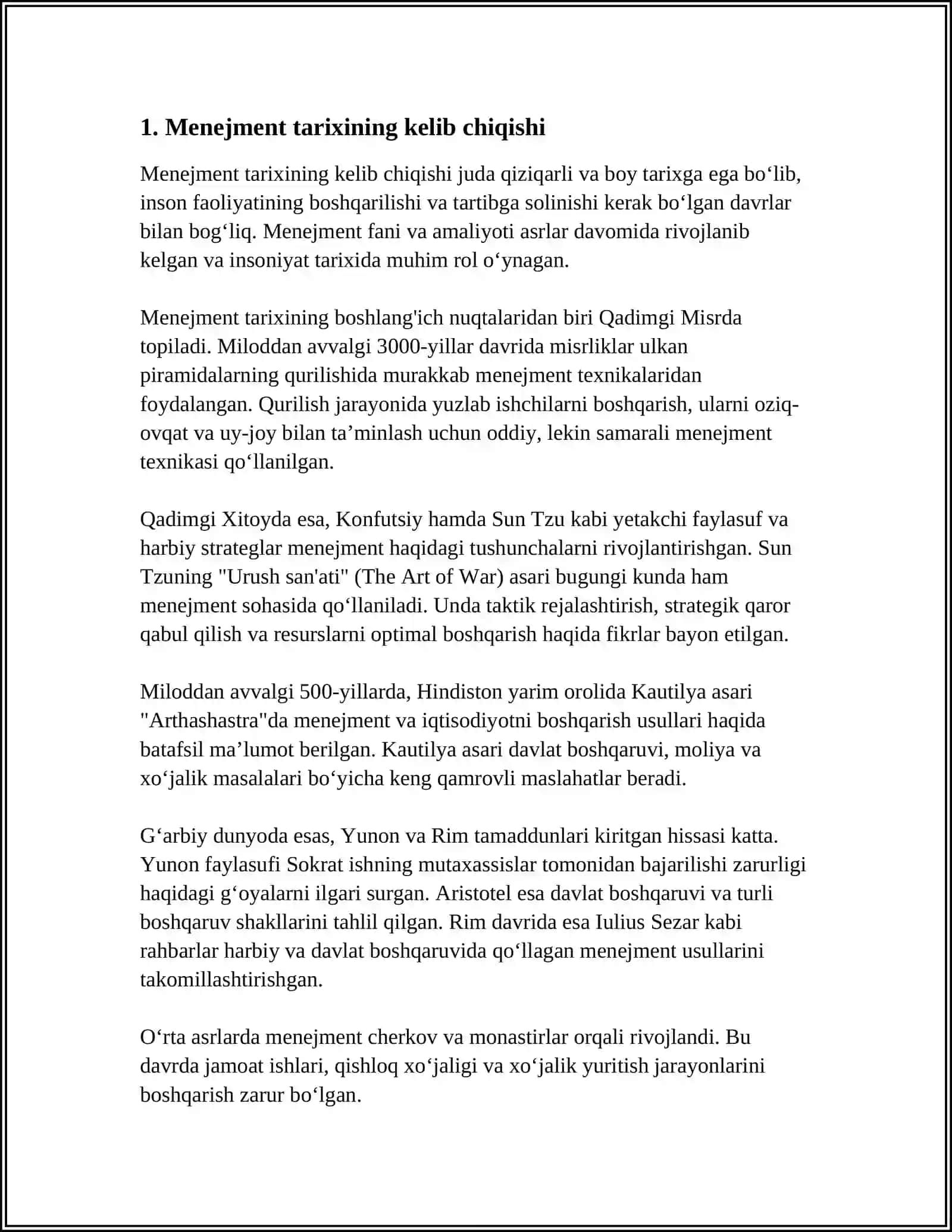 MENEJMENT TARIXI VA KONSEPSIYALARI 3