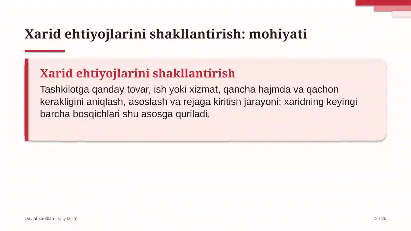 Davlat Xaridlari · Oliy Ta'lim 3