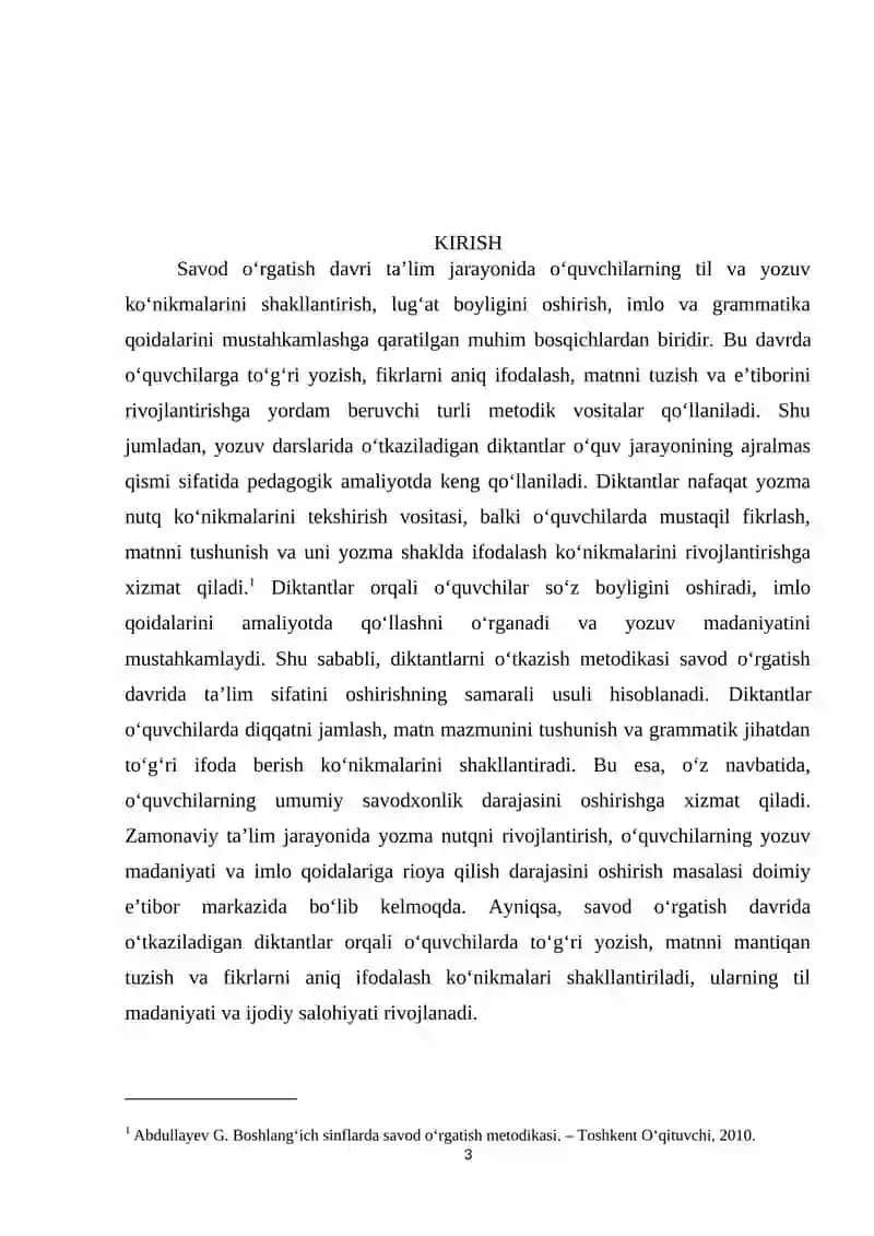 Savod oʻrgatish davri yozuv darslarida oʻtkaziladigan diktantlar 3