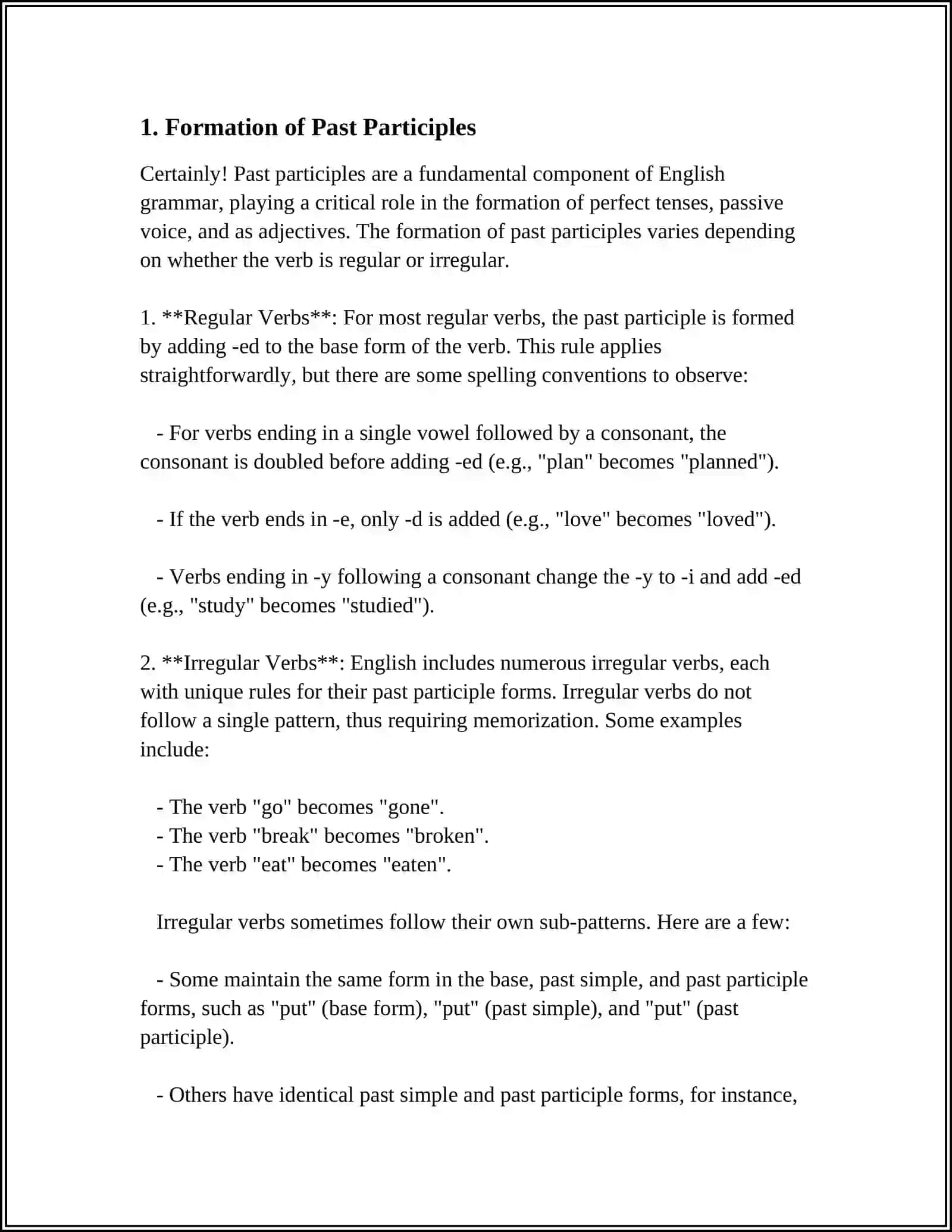 Formation of Past Participles 3