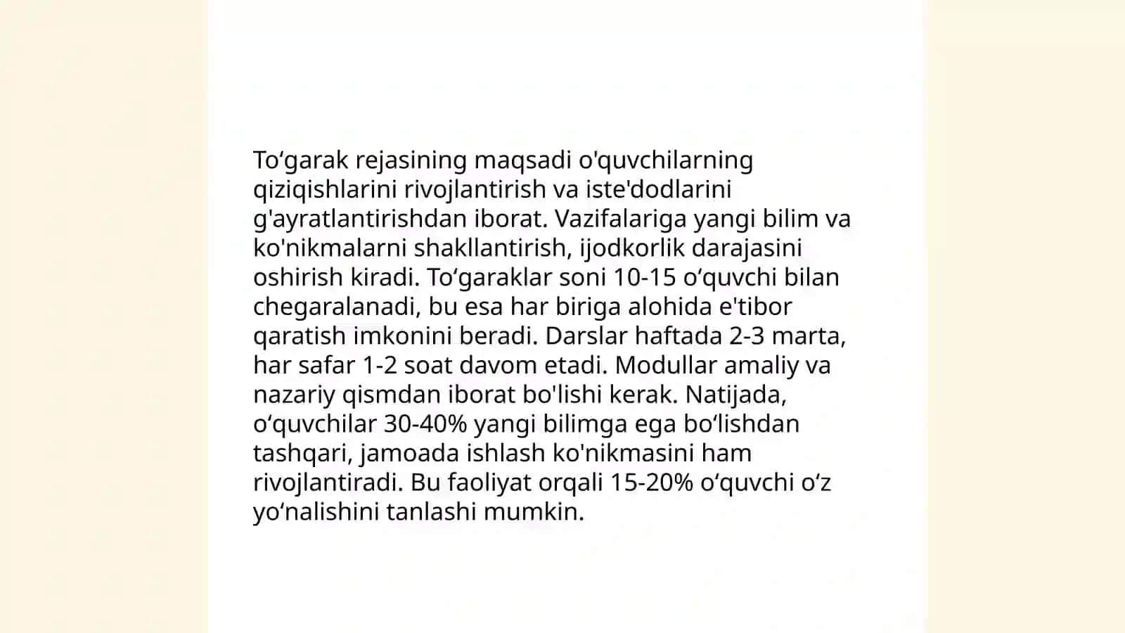 Toʻgarak rejasi va mashgʻulot ishlanmasi 3