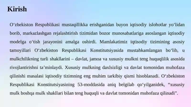 Xususiymulktushunchasi va uning huquqiy asoslari 3