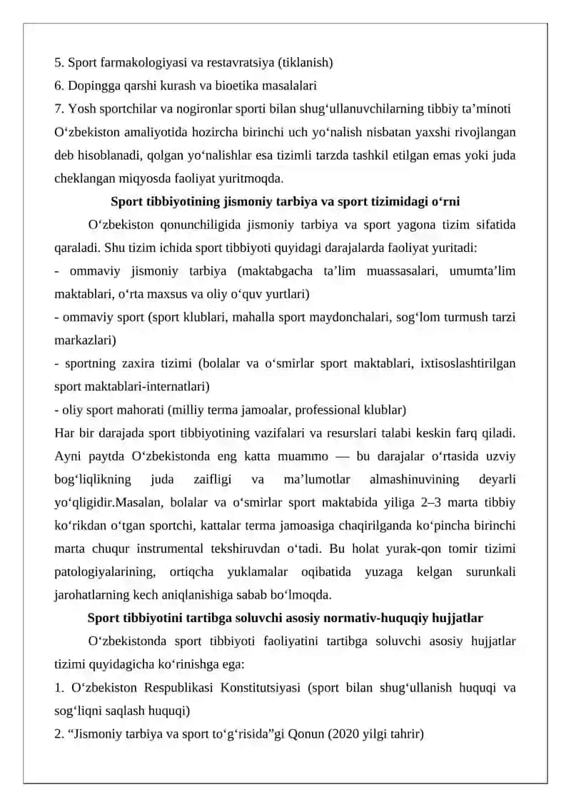O‘zbekistonda sport tibbiyotini tashkil etish asoslari 3