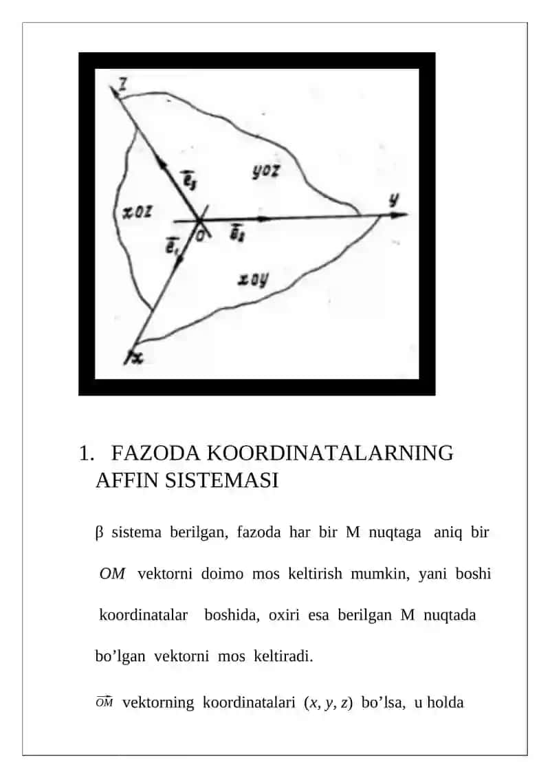 Fazoda koordinatalarning boshqa sistemalari 3