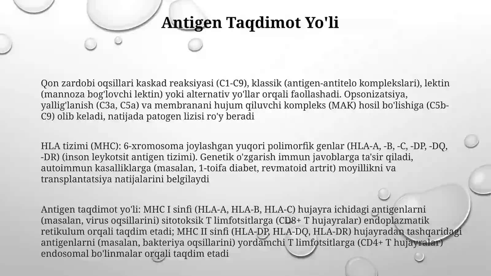 HLA-tizimi(MHC).Komplementtizimi 3