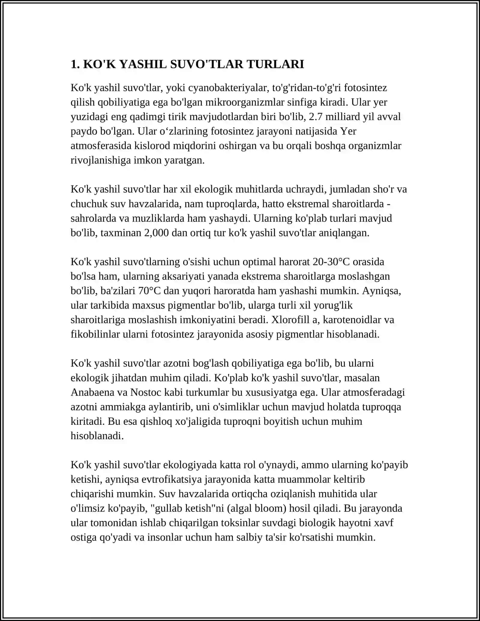 MUSTAQIL ISH Mavzu: KO'K YASHIL SUVO'TLAR 3