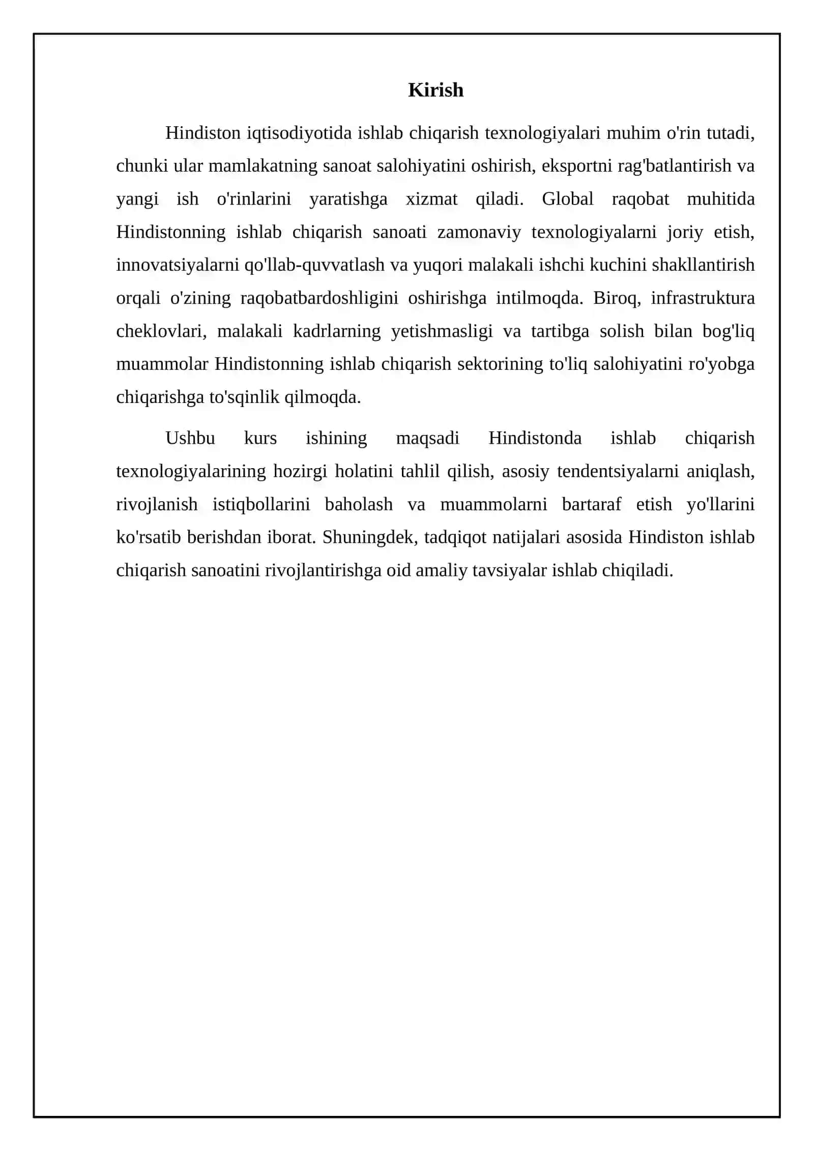 Hindiston ishlab chiqarish texnologiyasi 3