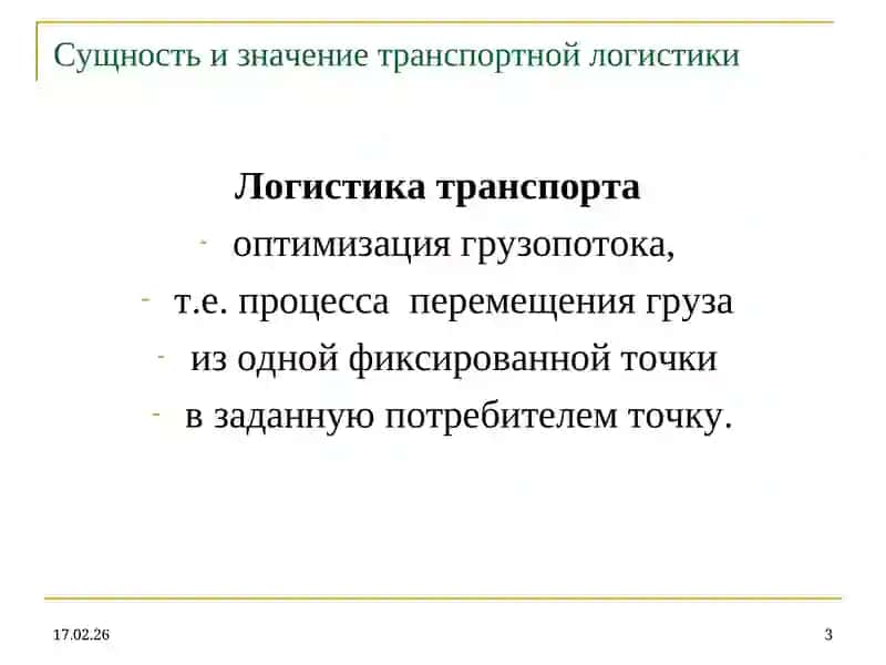 Тема Транспортная логистика 3