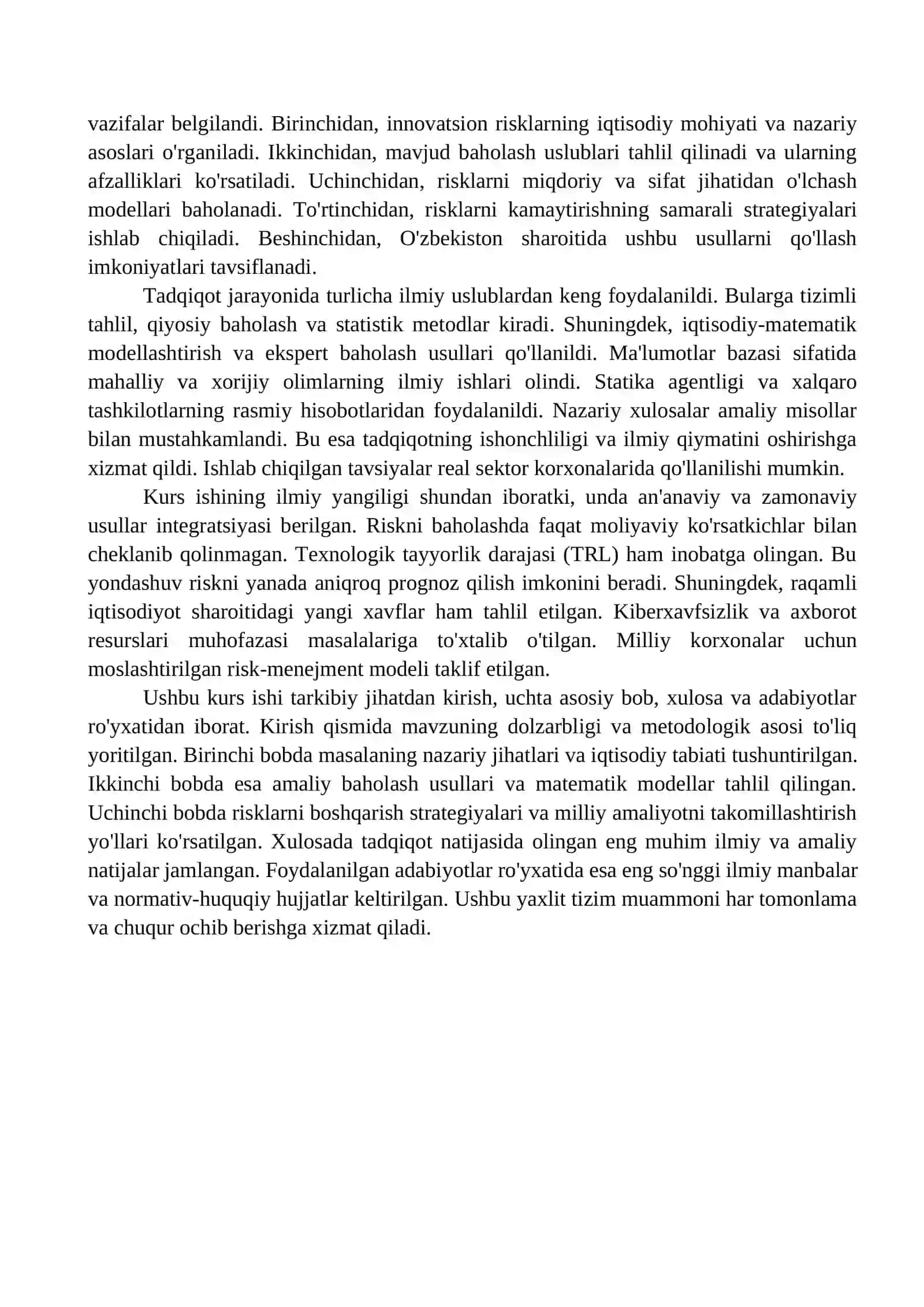 INNOVATSION RISKLARNI BAHOLASH VA BOSHQARISH 3