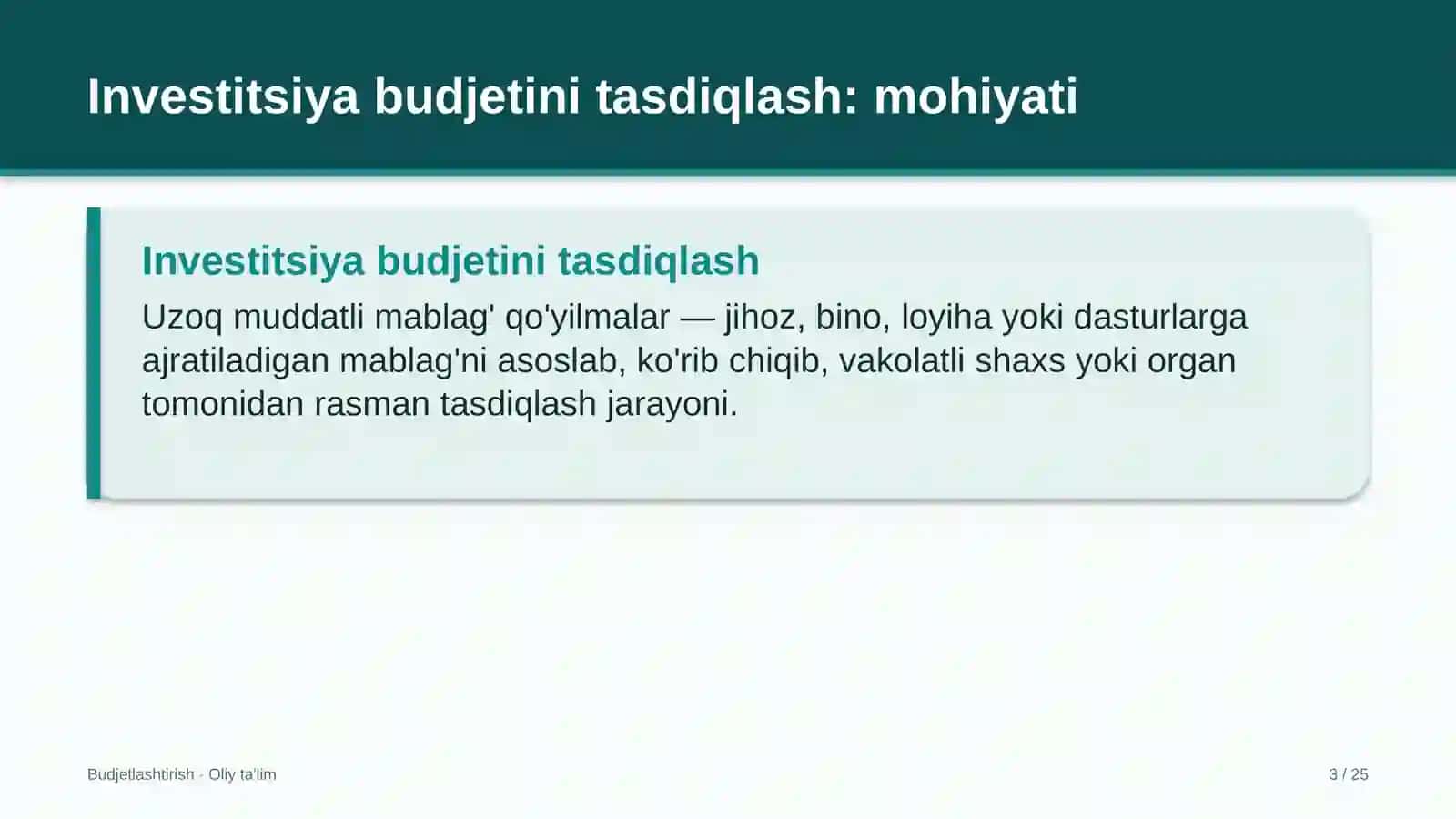 energetika ta'mirlash korxonalarida investitsiya budjetini tasdiqlash 3770 3