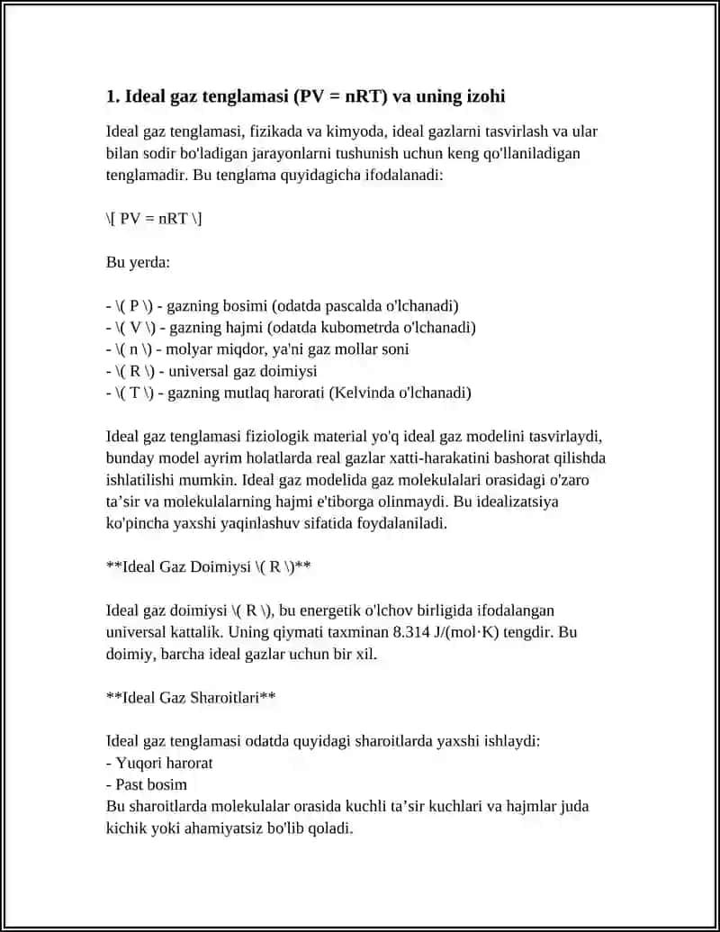 IDEAL GAZ QONUNLARI. IZAJARAYONLAR 3