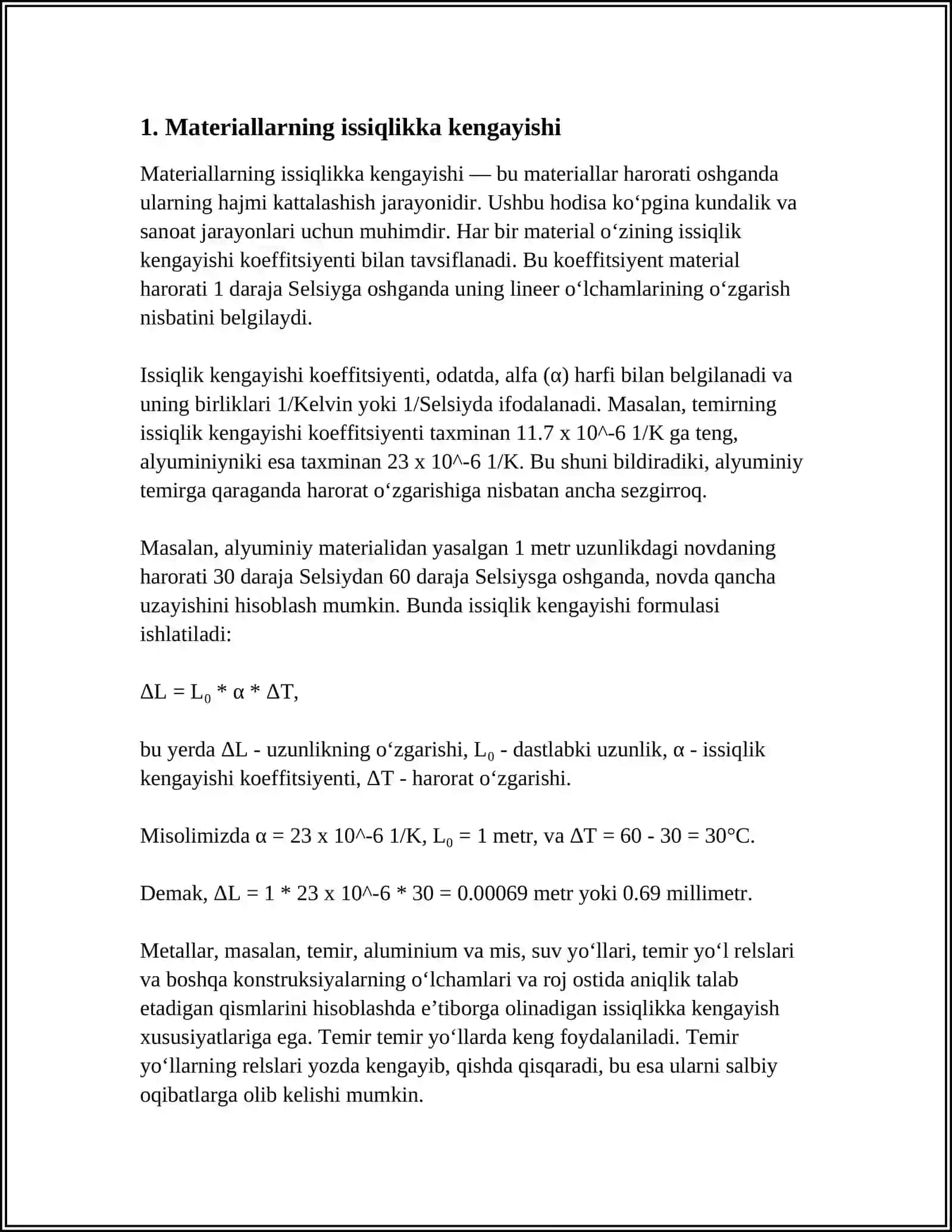 MATERIALLARNING ISSIQLIK KENGAYISHI 3