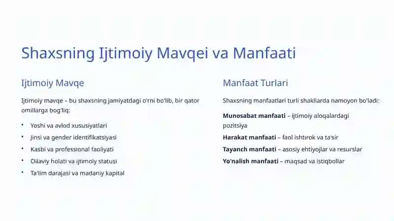 Shaxs va Jamiyat Munosabatlari 3