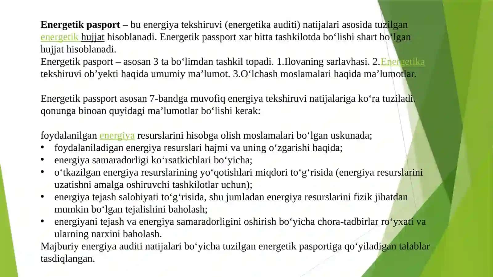 Energetik passport va energetik passport ishlab chiqishga misol 3