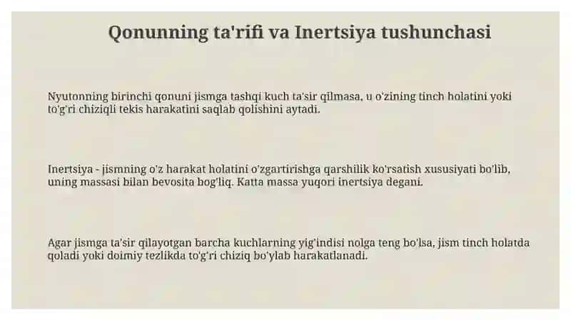 Nyutonning birinchi qonuni 3