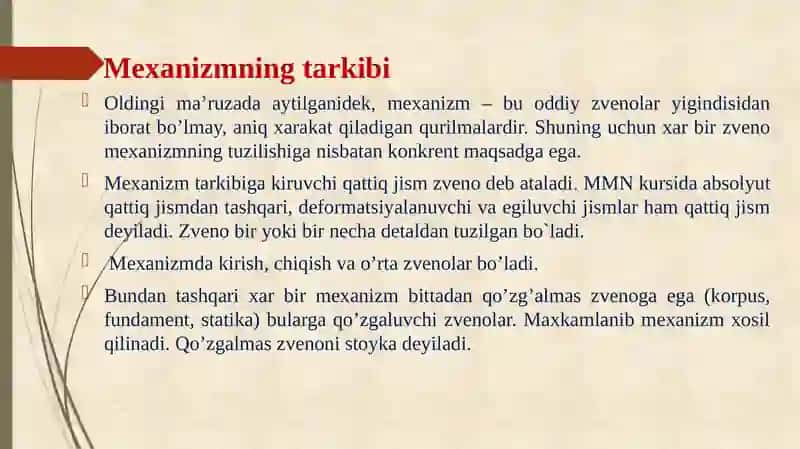 Kinematik zanjirlar va ularning turlari 3