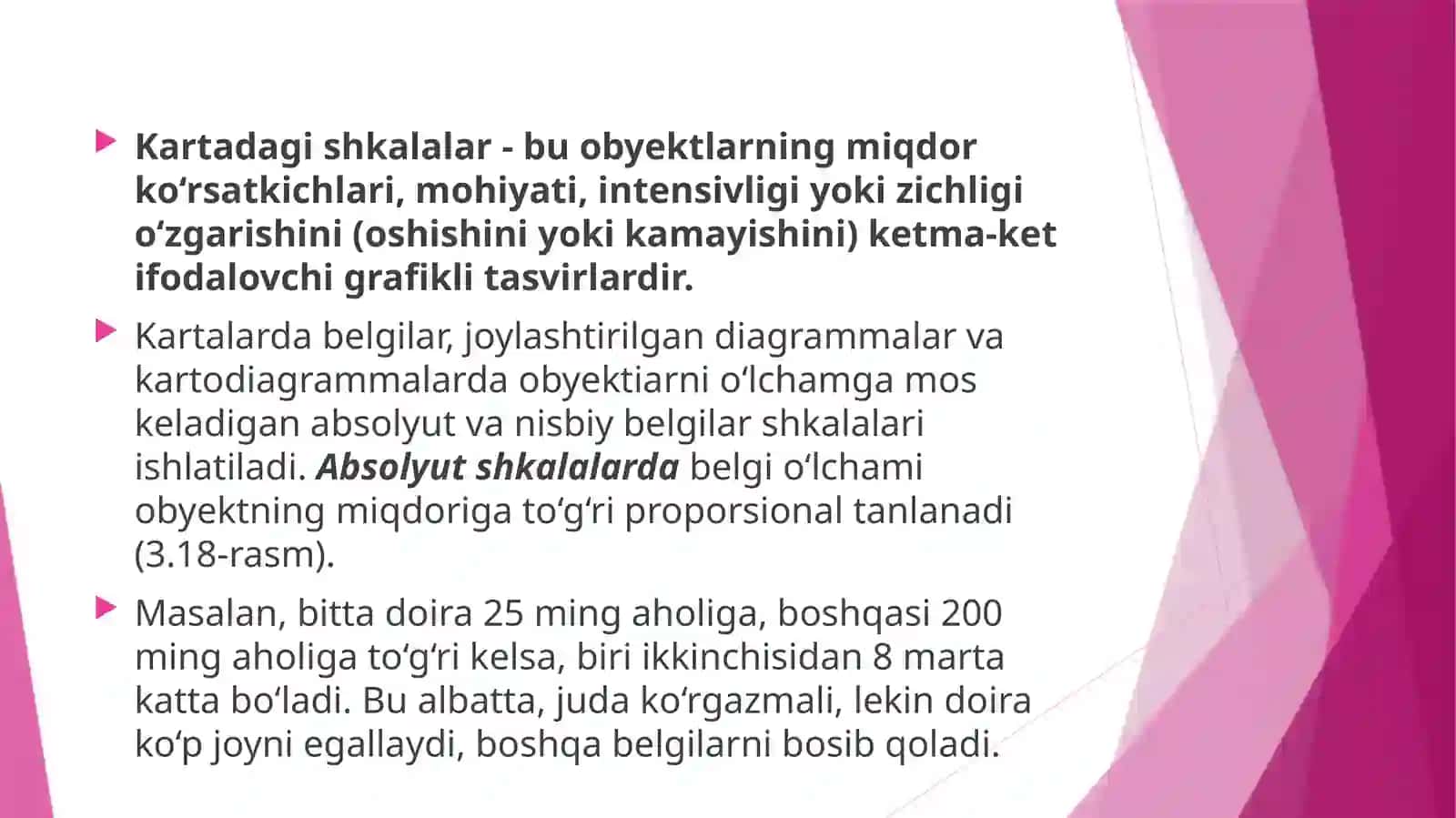 Kartada qo’llaniladigan shkalalar (pog’onalar)ni ishlab chiqish 3