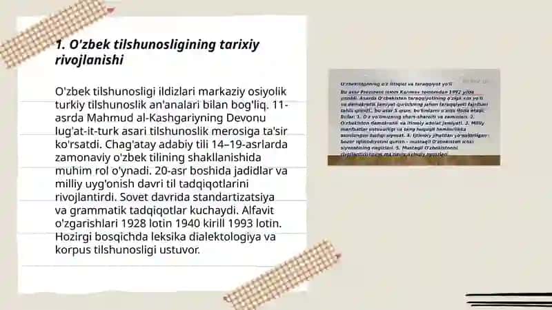 O'zbek tilshunosligining rivojlanishi va taraqqiyot yollari 3
