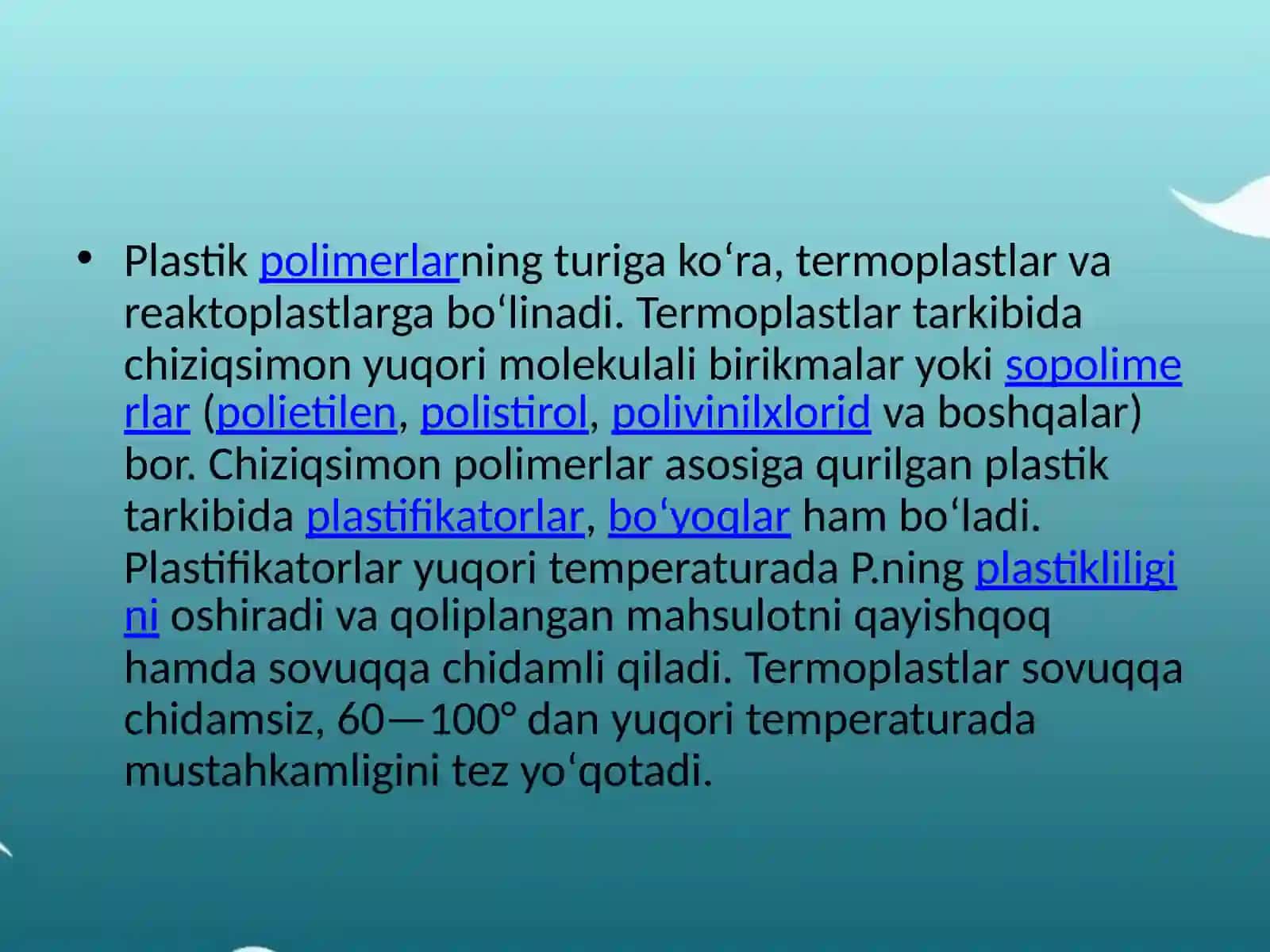 Xo`jalikda sentitik polimer materiallardan tayyorlangan va keng qo`llaniladigan  buyumlar 3