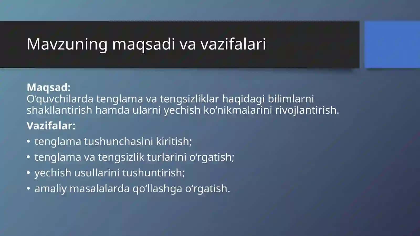 Tenglama va Tengsizliklar 3