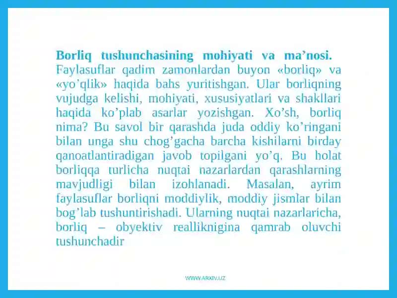 G'arb mutafakkirlarining borliq haqida ta'limotlari 3