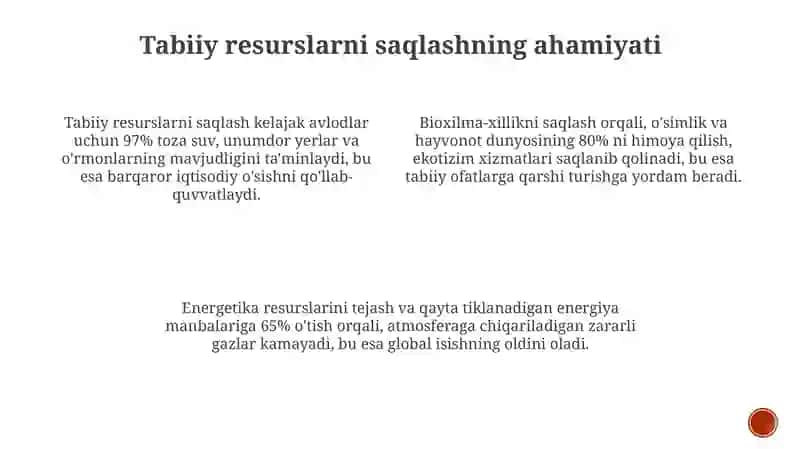 Tabiiy resurslarni tejash 3