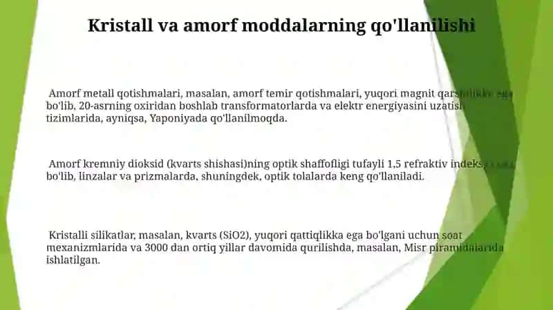 Kristallar va amorf moddalarning farqi 3