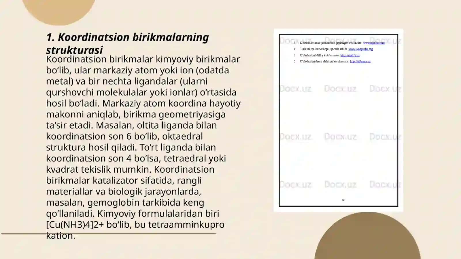 Koordinatsion birikmalarning strukturasi 3