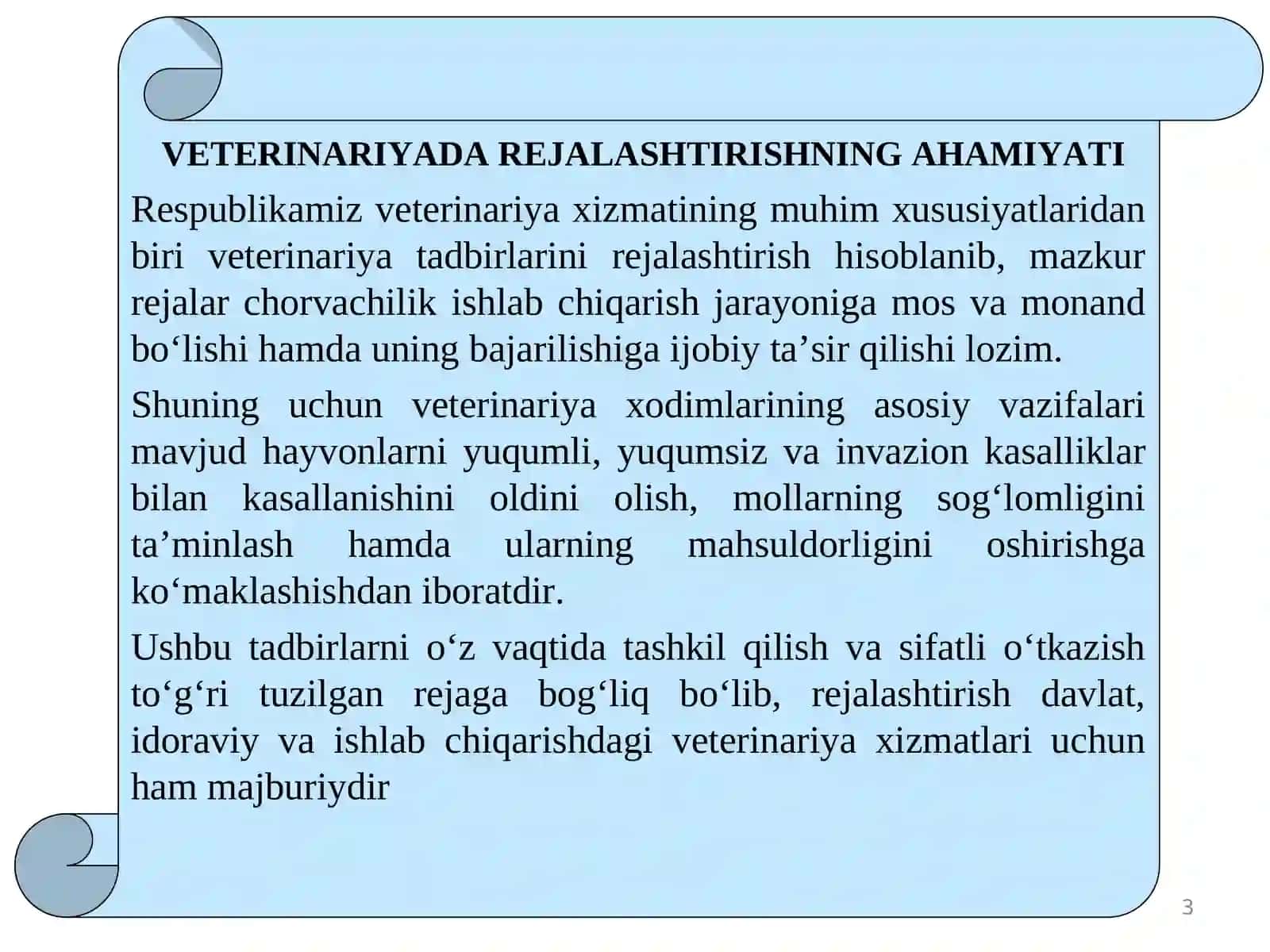 VETERINARIYA TADBIRLARINI REJALASHTIRISH 3