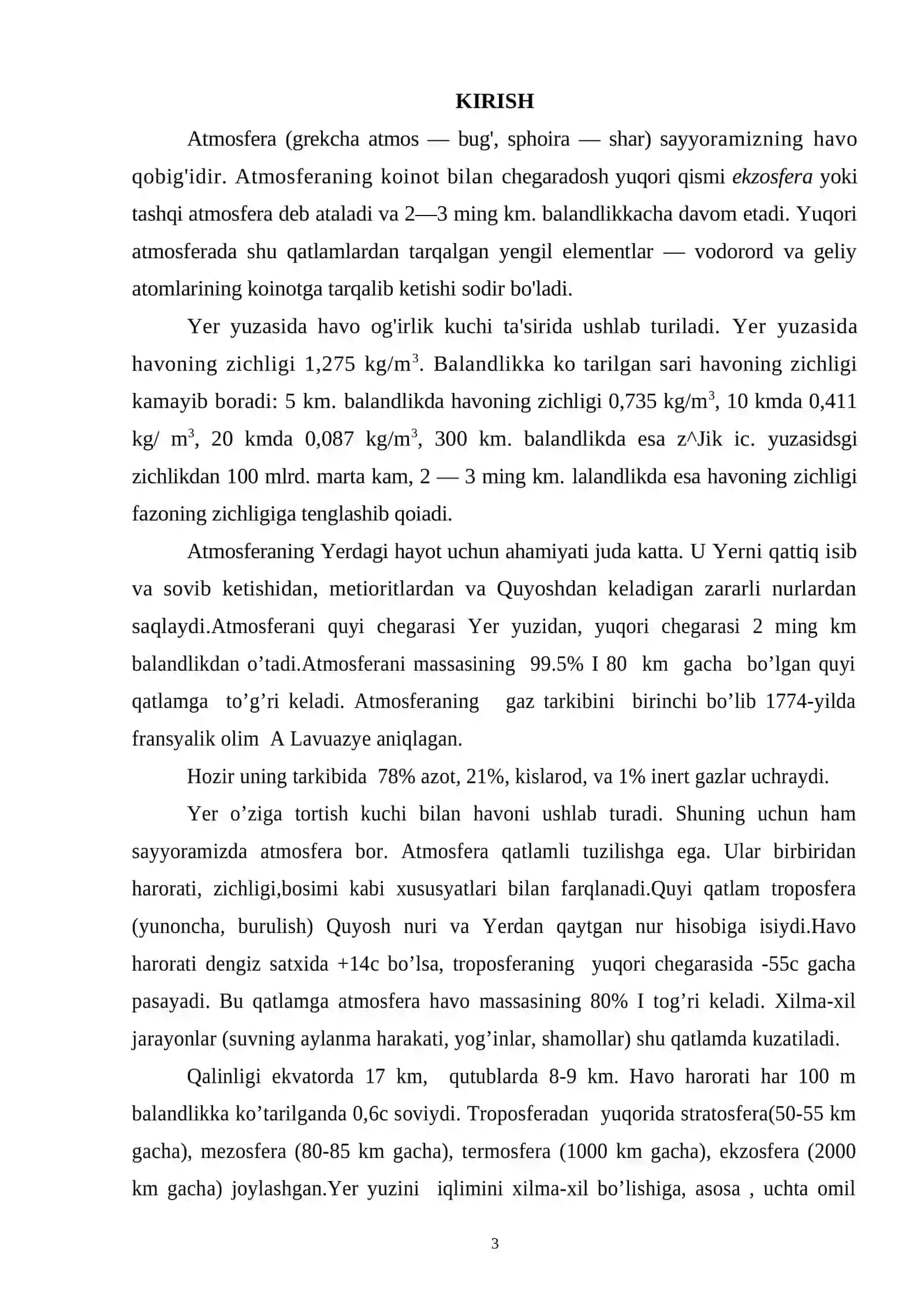 АTMОSFЕRАNING IFLОSLАNISHI. YER IQLIMINING GLОBАL ISISHI 3