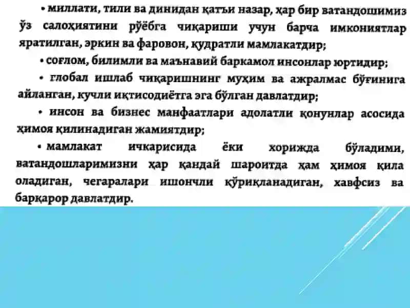 Yangi O‘zbekistonda Prezident Sh.M.Mirziyoyev rahbarligi va tashabbusi ostida amalga oshirilayotgan islohotlar 3