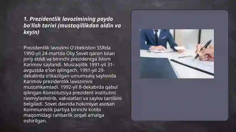 Prezidentlik lavozimi ta'sisi 3