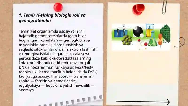 D-elementlarining biologik roli( o’tish elementlari ) Normatova Nozima 202- B 3