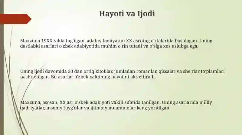 Maxzuna hayoti va ijidi 3