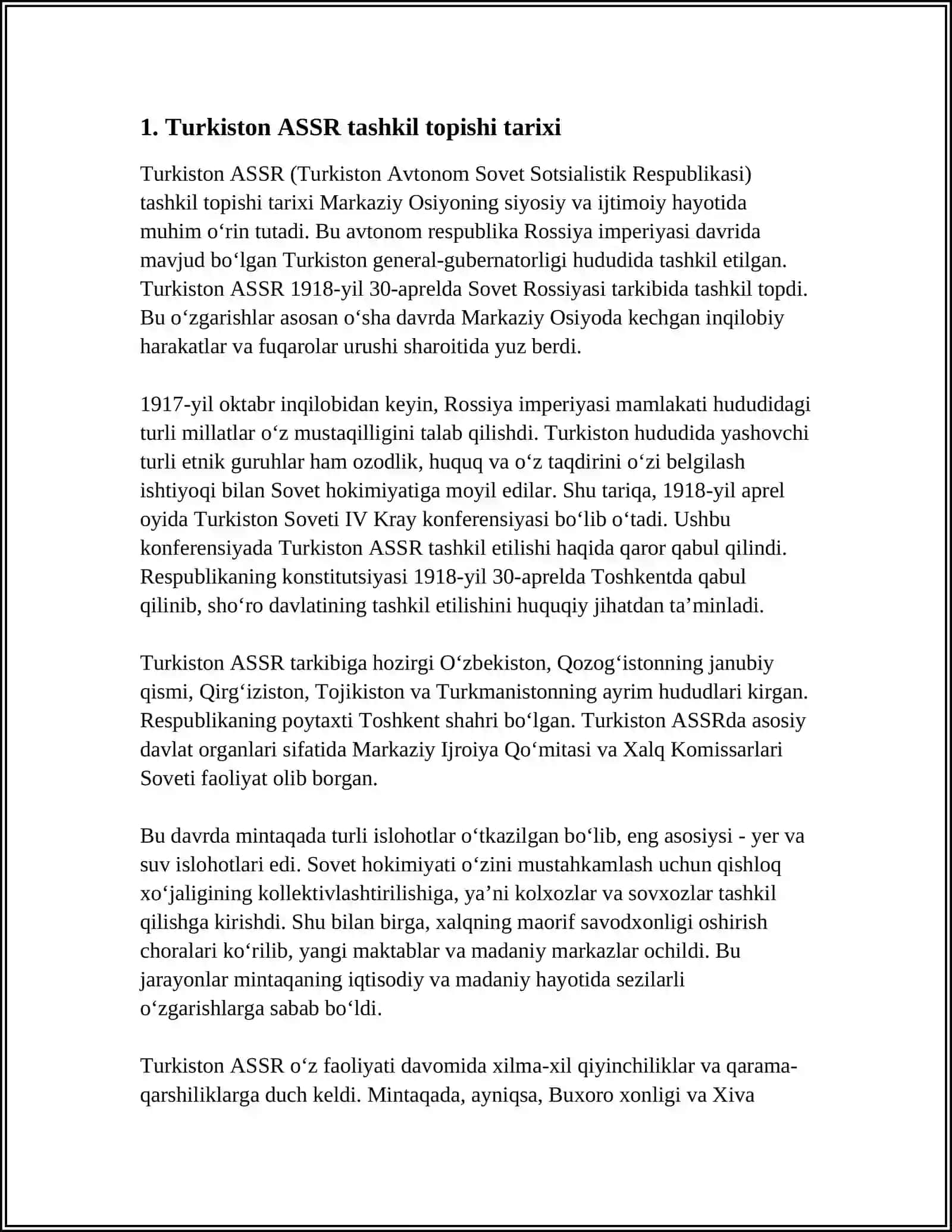 Turkiston ASSR tashkil topishi tarixi 3