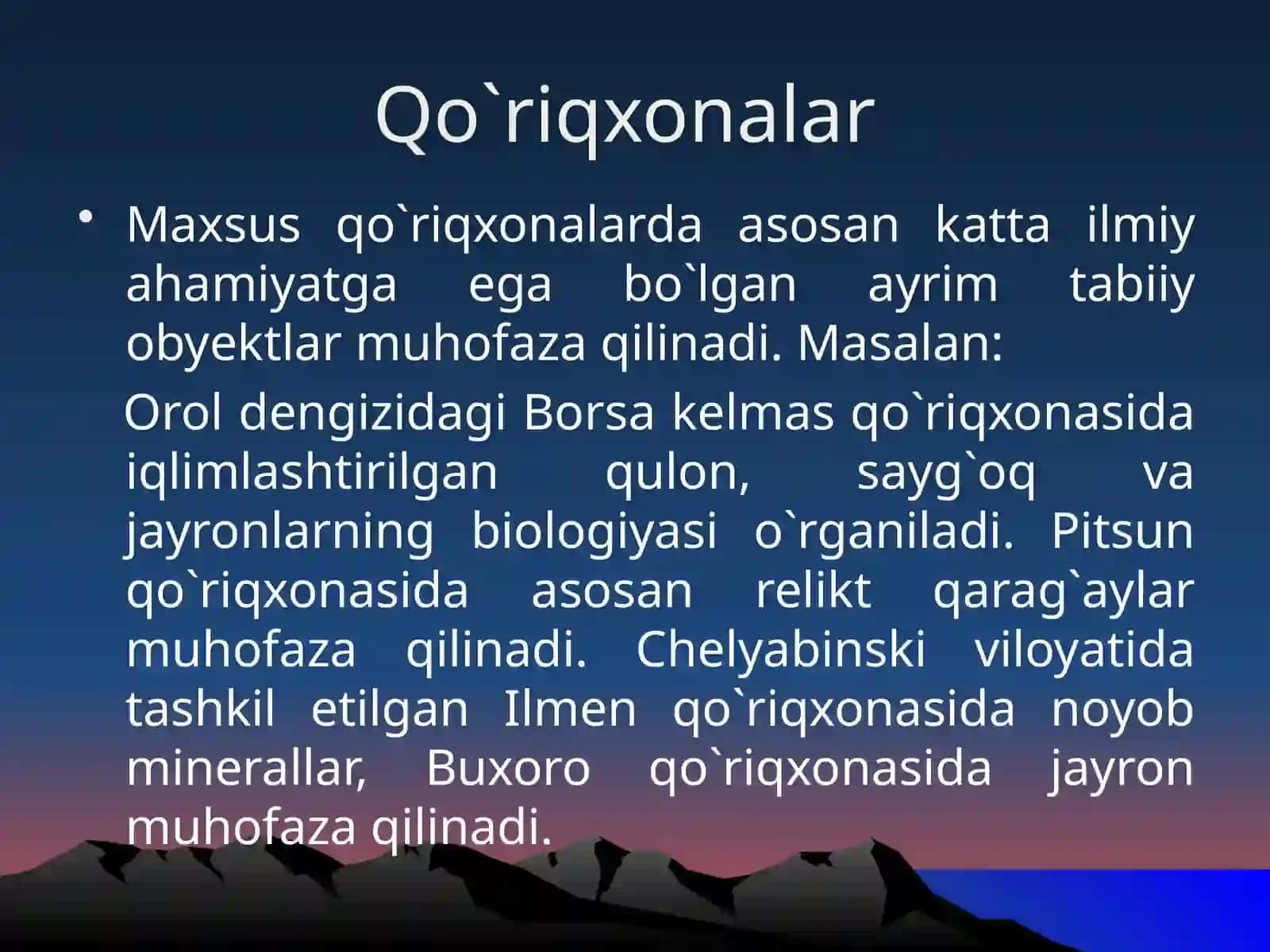 Qo`riqxonalar 3
