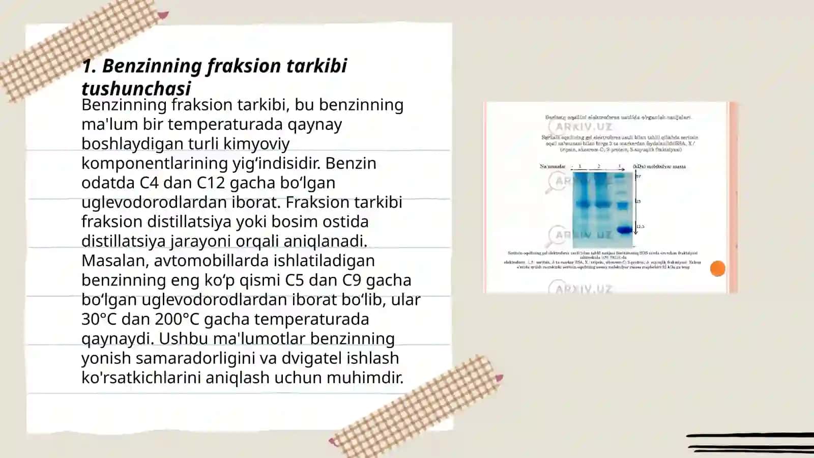 Benzinning fraksion tarkibi tushunchasi 3