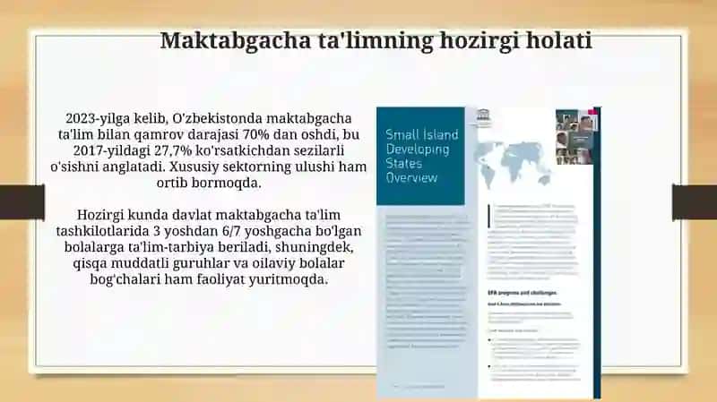 Maktabgacha ta'lim muammolari va rivojlanishi 3
