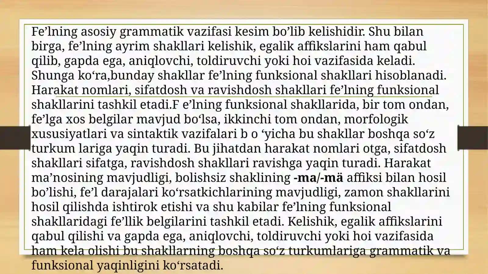 Fe’lning funksional shakllari 3