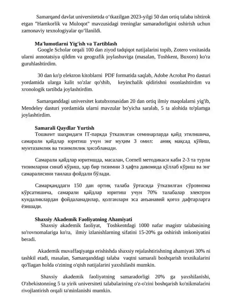 Shaxsiy akademik faoliyat va uni tashkil etish vositalari 3