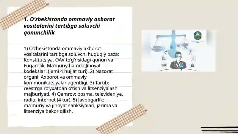 Oʻzbekiston respublikasida ommaviy axborot vositalarining faoliyati 3
