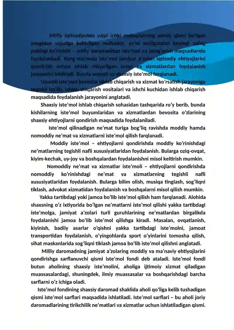 ISTE’MOL, JAMG’ARMA VA INVESTITSIYALAR 3
