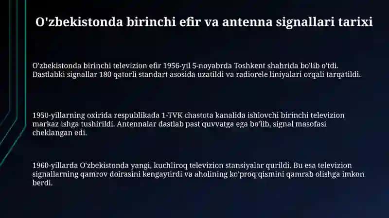 O'zbekistondagi ilk jonli efr va. Antena signallari 3