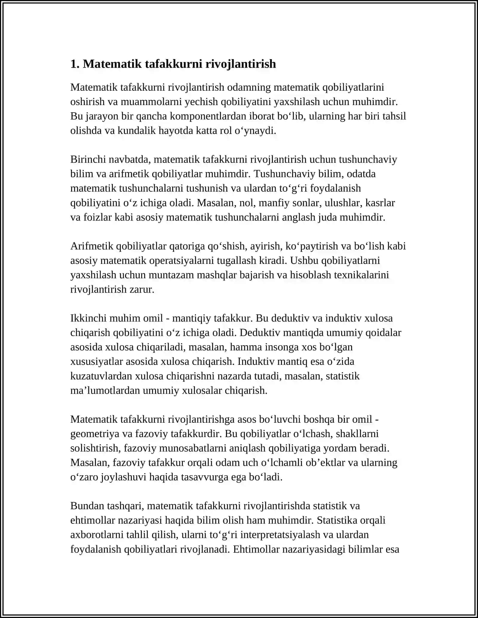 Matematik tafakkurni rivojlantirish 3