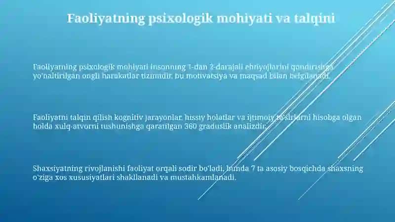 Faoliyatning psixologik talqini 3