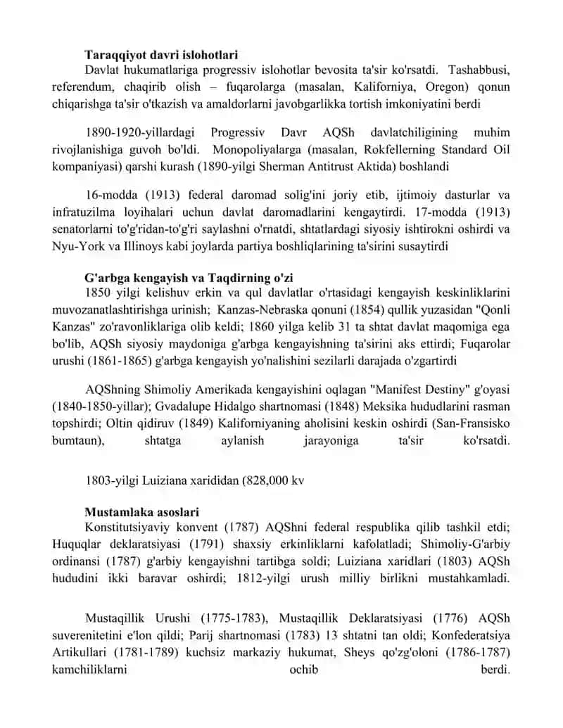 AQSh davlatchiligining rivojlanishi 3