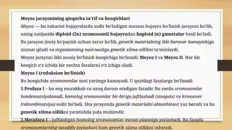 Meyozning biologik ahamiyati 3