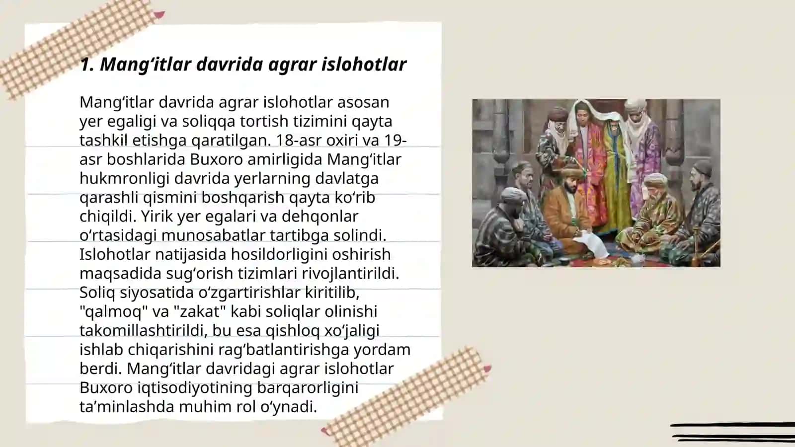 Mangʻitlar davrida agrar islohotlar 3