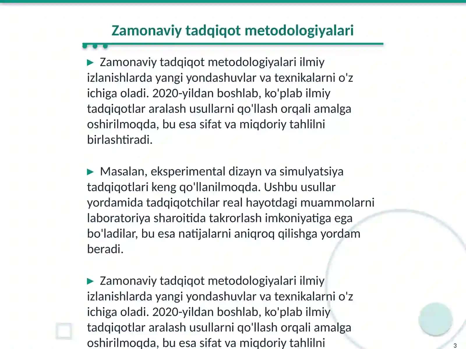 Zamonaviy tadqiqot metodologiyalari 3