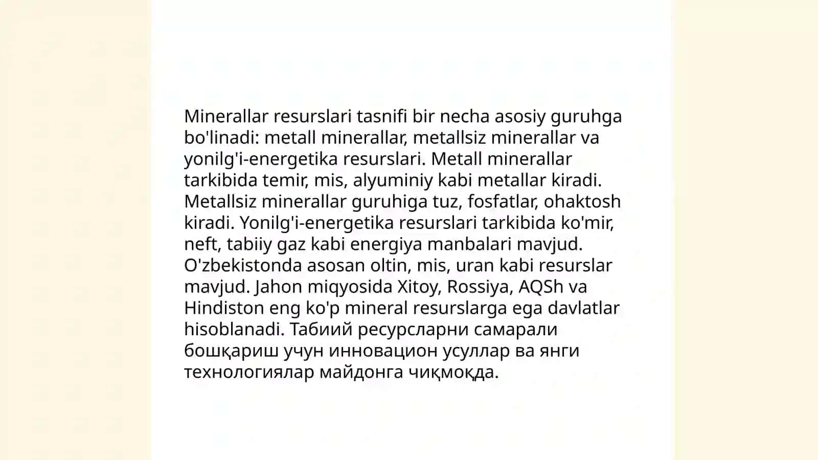 Mineral resurslar va ulardan foydalanish 3